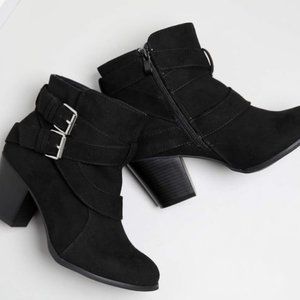 Women's Wide Width Ankle Boots, Extra Wide Mid Heel Side Zip Booties size 11 W